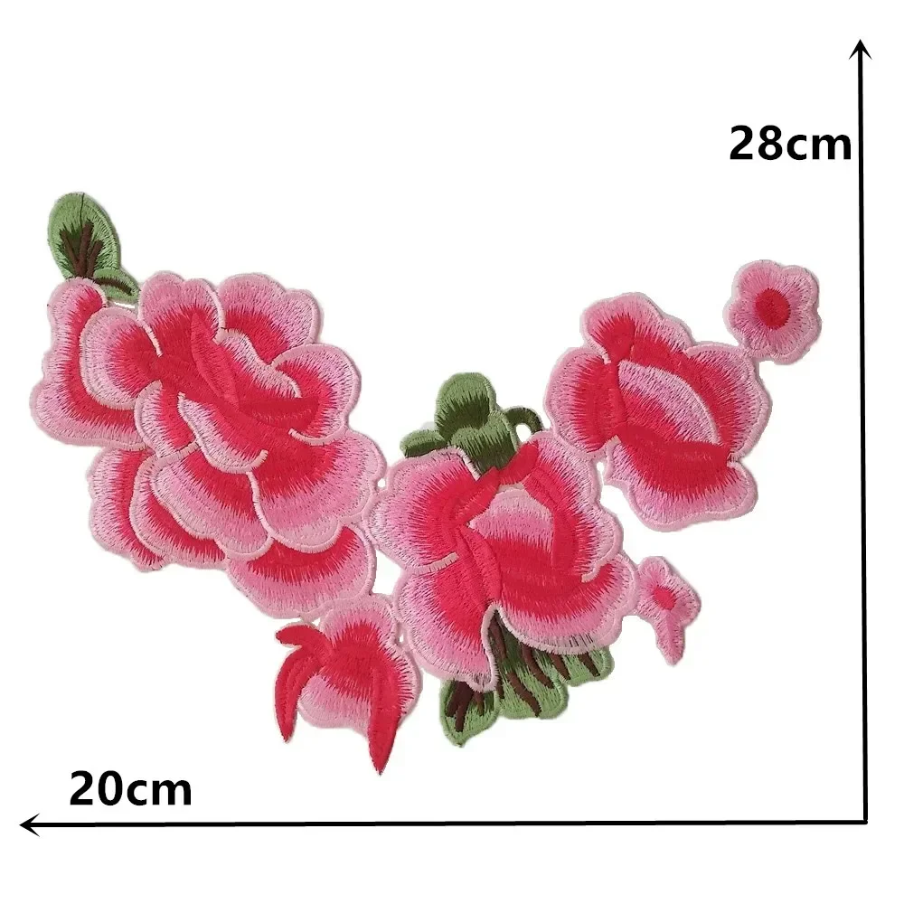 Colorful rose flower embroidery female soil coat applique can be sewn and ironed DIY clothing supplies fabric 1PCS for sale