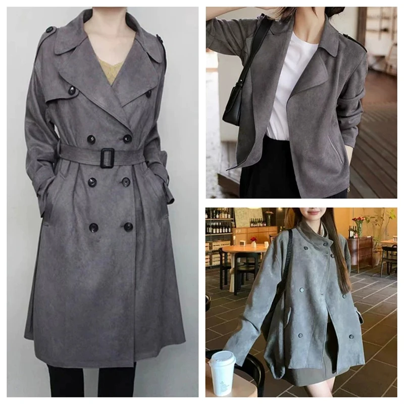 

Grey Elastic Suede Fabric By The Meter for Clothing Windbreakers Jackets Dresses DIY Sewing Soft Smooth Warm Skin Friendly Cloth