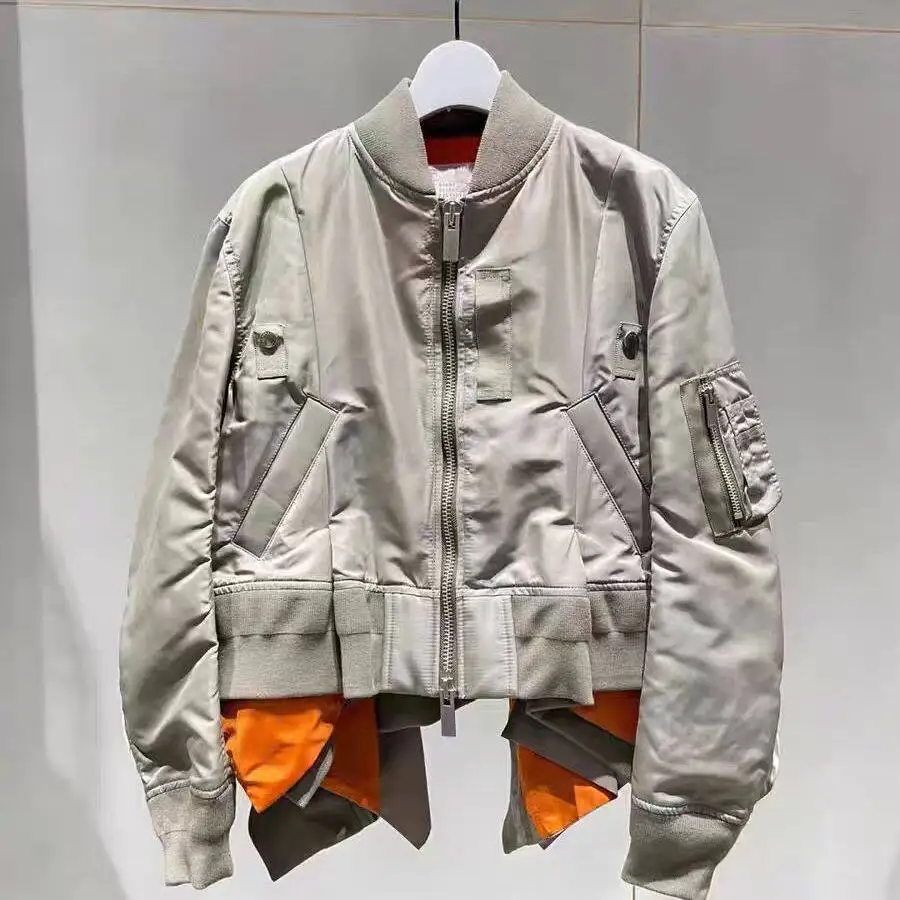 SAC 25 Splicing pleated irregular ruffle edge jacket silhouette casual jacket