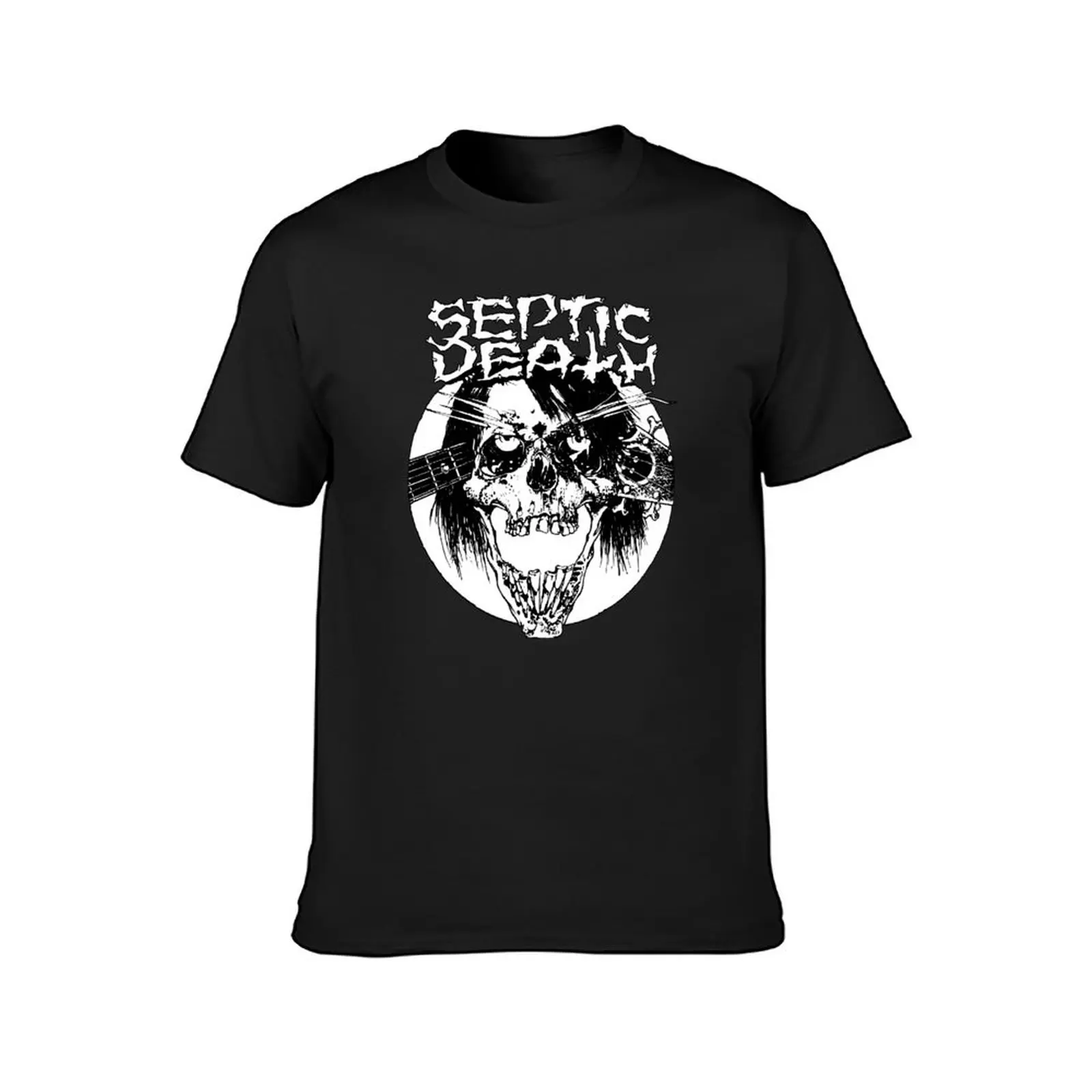 Pushead Septic الموت الجمجمة الصراخ الصمم تي شيرت مضحك قميص القطن كرة القدم تي شيرت المتضخم تي شيرت رجالي أبيض تي شيرت
