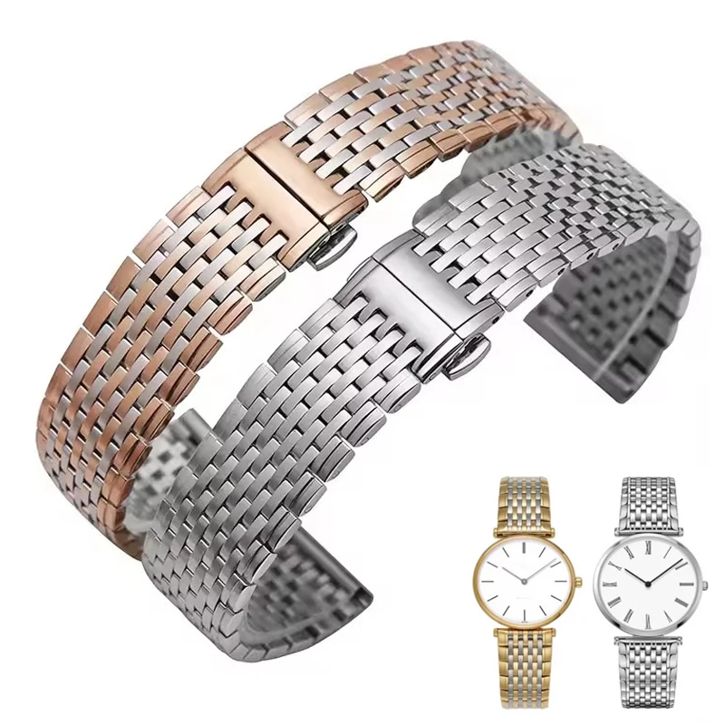 Precision Steel Butterfly Buckle Watch Band For Longines La Grande Original L4 Watch Strap Women's Bracelet Ultra Thin Style