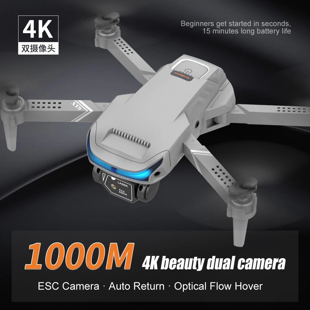 EBOYU XT9 RC Drone with 3 sides Avoid Obstacle WiFi FPV 4K Dual HD ESC Cameras Altitude Hold Foldable RC Quadcopter Helicopter