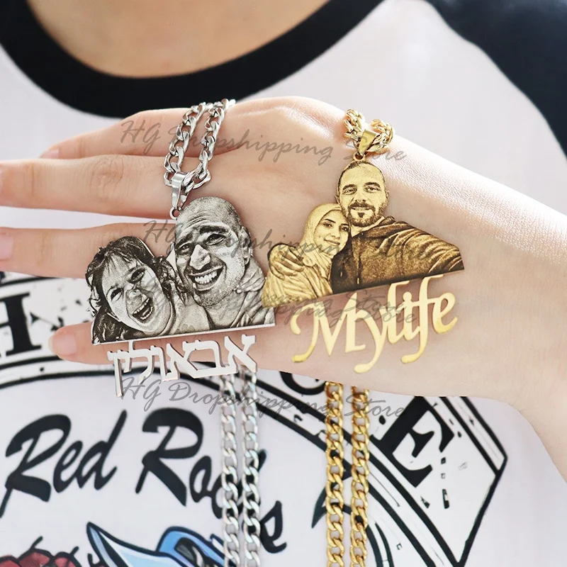 Personalisiertes Bild, Namensschild-Anhänger, individuelle Foto-Halskette, gravierte Porträt-Halskette, Weihnachtsgeschenk für Kinder, Schmuck, Familiengeschenke – Detail 8