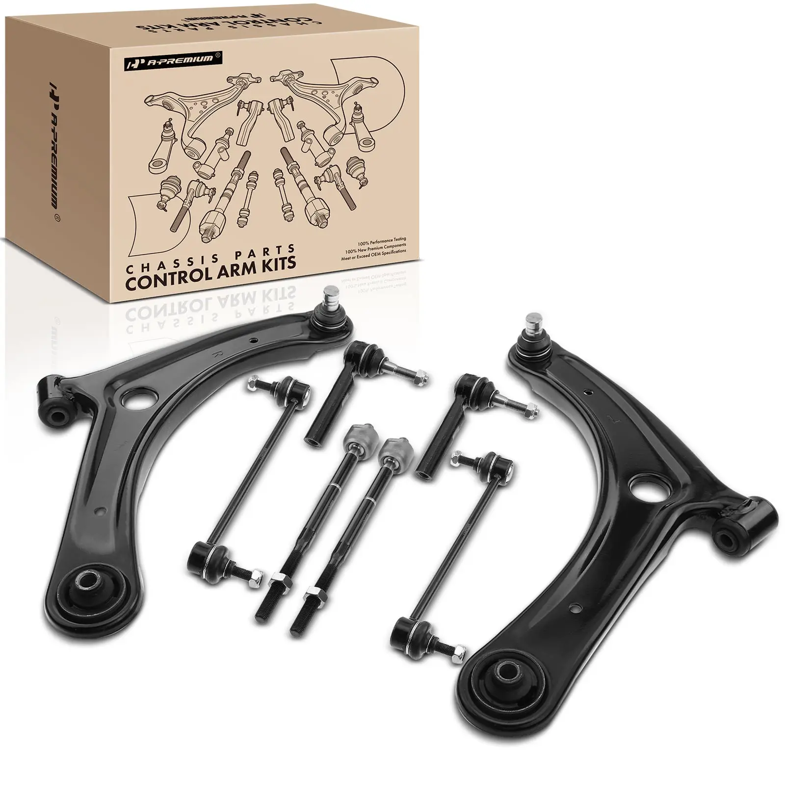 A-Premium 8x Front Control Arm Tie Rod Sway Bar Kit for Jeep Compass Patriot 2007-2017 Dodge Caliber 2007-2012