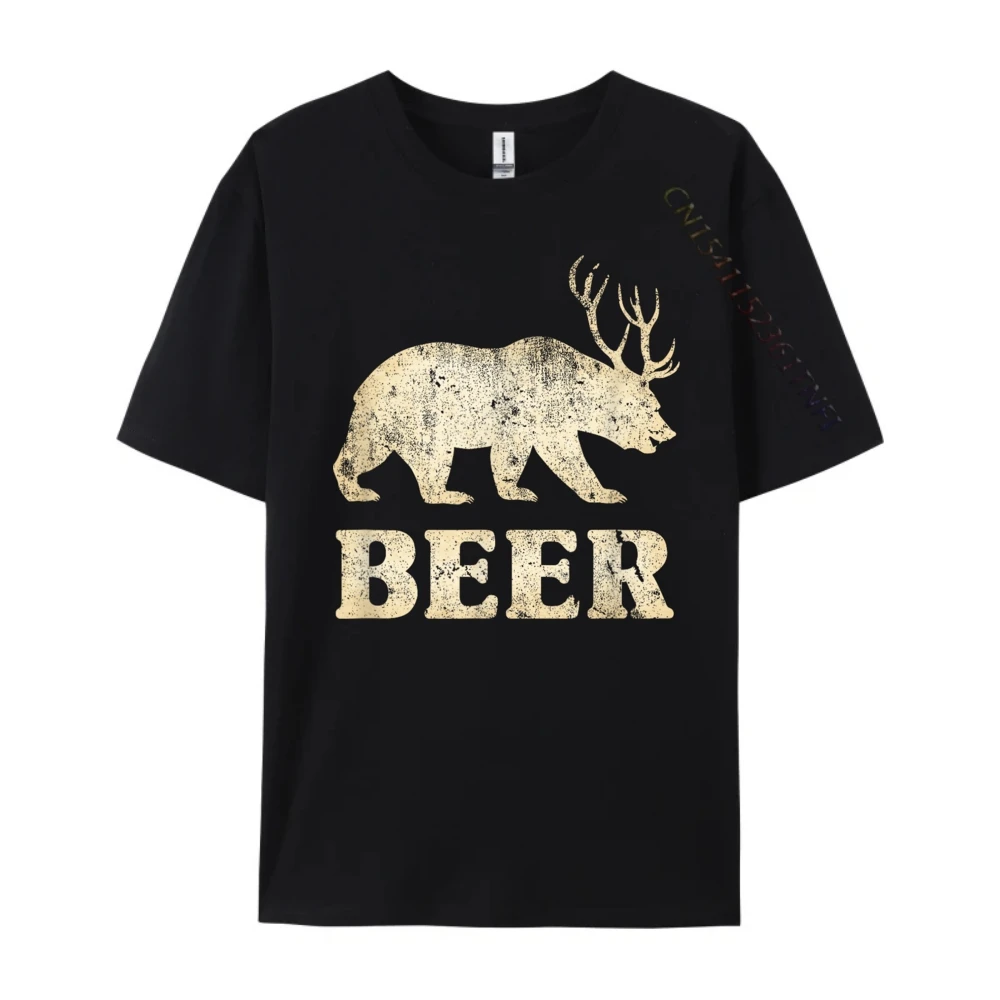 Vintage Bear Deer Funny Beer Funny Shirts Student Durable and Wear-resistant Men's Shirts Lovers Day