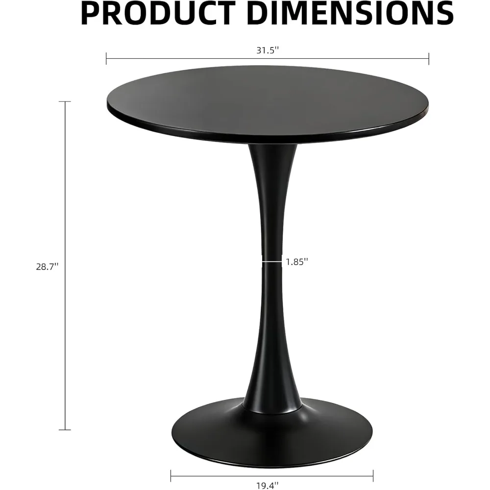 Tavolo da pranzo rotondo, tavolo a tulipano circolare da 1,5" con piano ispessito e piedistallo in metallo, tavolo da bistrot moderno di metà secolo per cucina