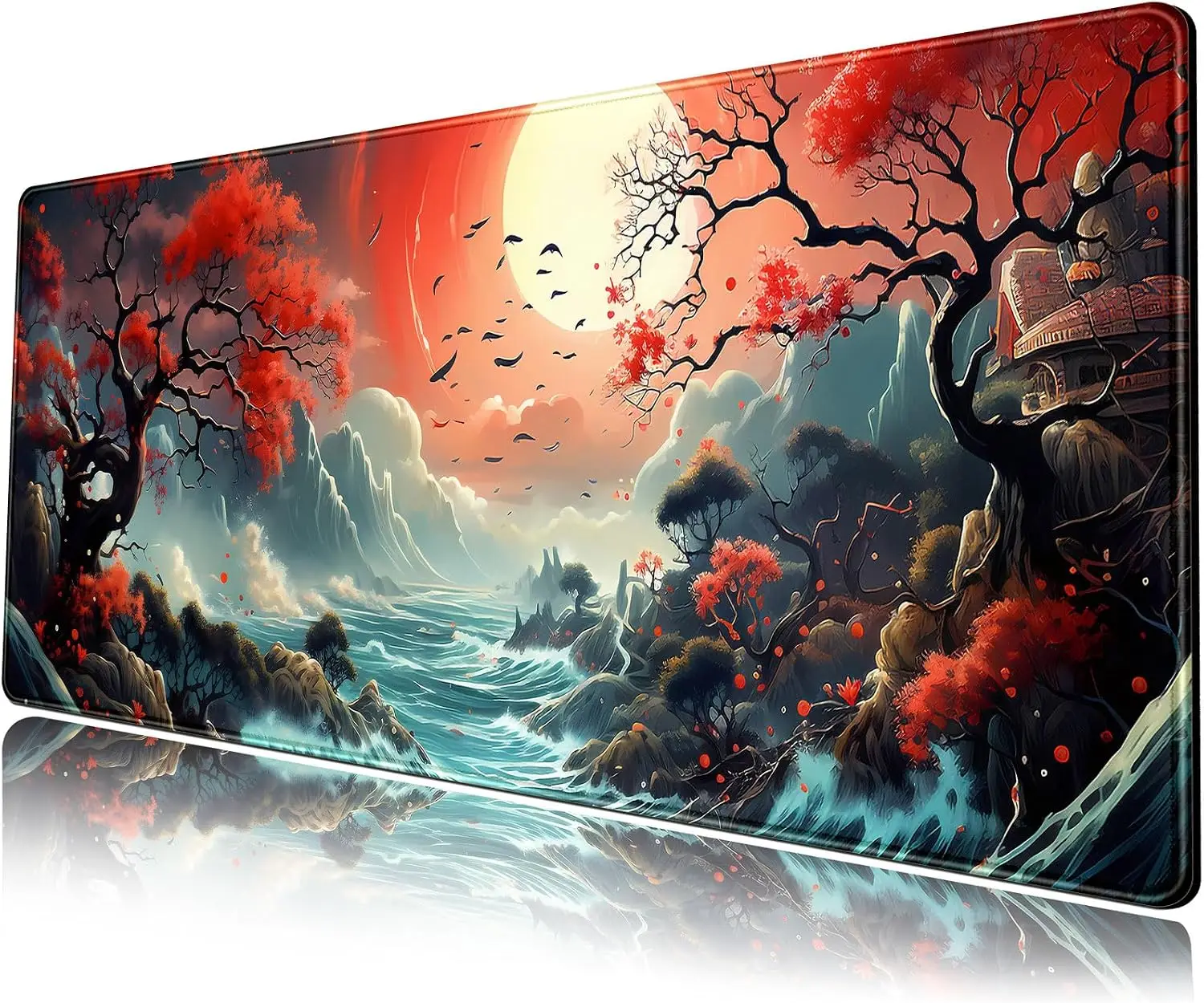 Mouse Pads Large 1Pcs Mouse Pads Cute Japanese Desk Mat Extended Gaming Mousepad Japan Large XL Oceanic Passage Aesthetic