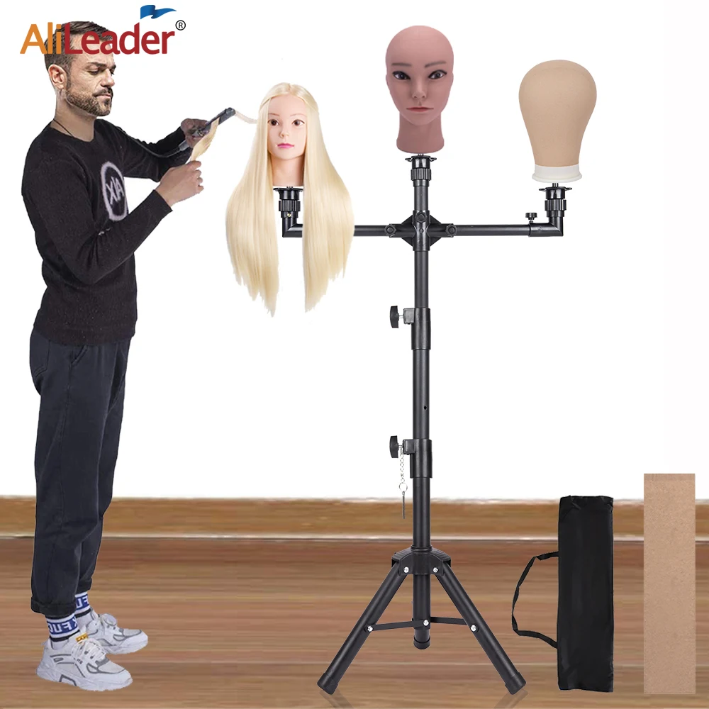 

Качественный штатив для парика, держатель для тренировочной головы манекена, многофункциональный штатив с 3 головками, регулируемая подставка для парика, штатив для парика