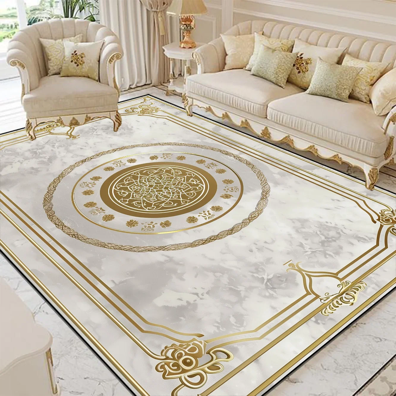 

Luxury Style Living Room Large Area Rug Home Room Decor Floor Mats Lounge Sofa Coffee Non-slip Carpet Bedroom Cloakroom Washable