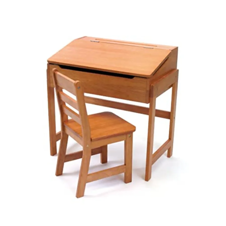 

Детский стол и стул с наклонной столешницей и отделкой пекан