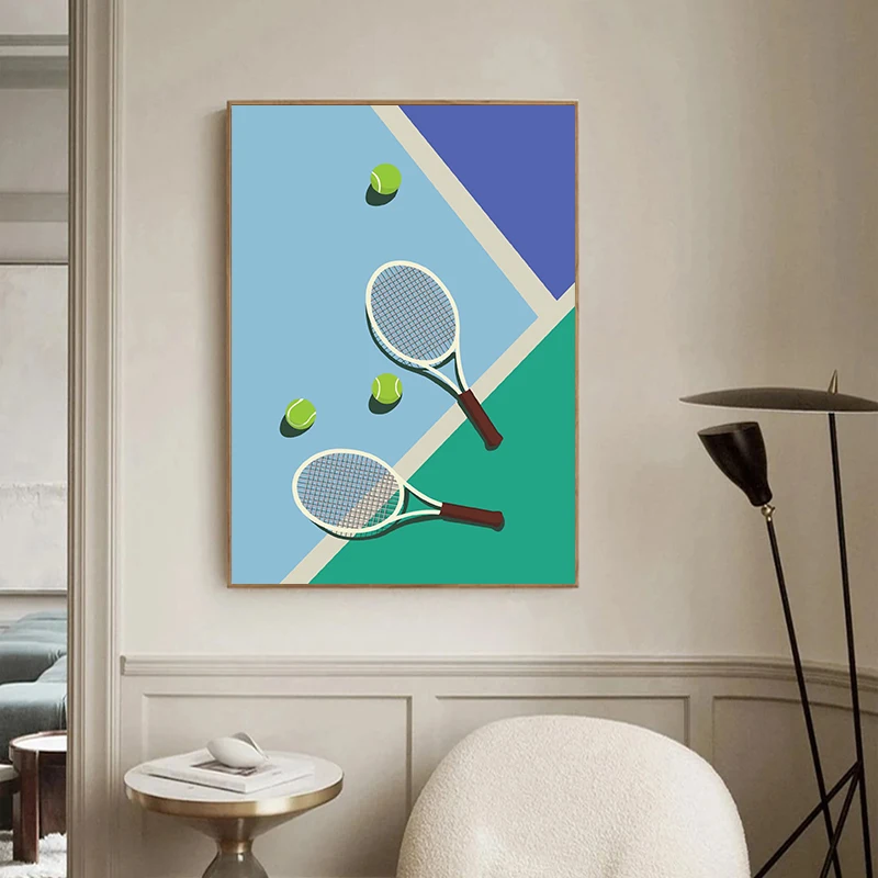 الحد الأدنى ملعب الرياضة المشارك كرة القدم التنس كرة السلة يطبع حائط لوح رسم الفن صور غرفة المنزل ديكور رياضي حديث