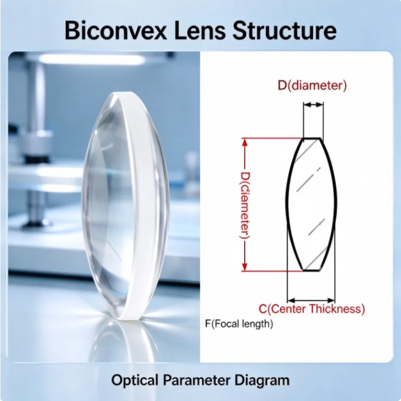Biconvex Optical Glass Lens, Multiple Diameter & Focal Length, Custom Coating for Optical Experiment DIY Telescope