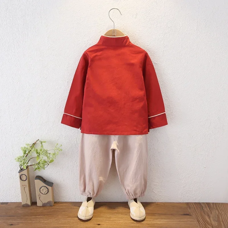 

Hanfu National Style Children Wear Boys Linen Suit Spring Autumn Clothes Generous Traditional Chinese Costume Baby Tang Suit