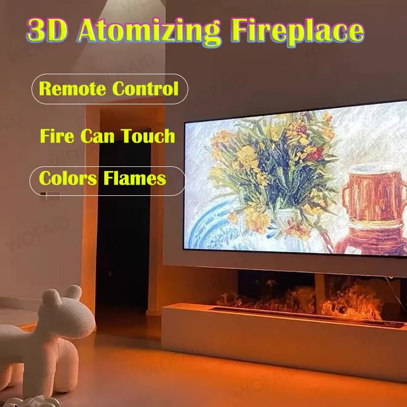 Smart Home Fireplace Tuya APP Voice Control Indoor Electric Colors Flame Fireplace Water Vapor Fire Place Burner for Home Decor