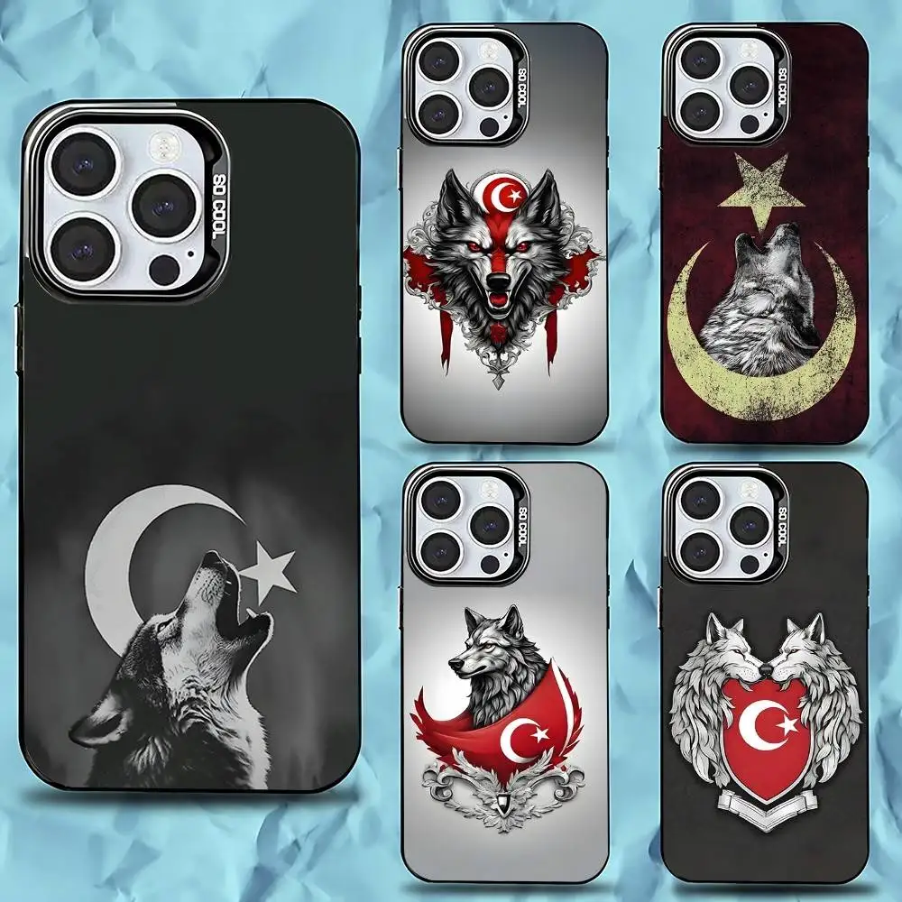 

Turk Wolf Turkey Flag Phone Case For iPhone 16,15,14,13,12,11,Pro,Max,Plus,Mini,XS,SE Anti Fall Black Matte Hard Bumper