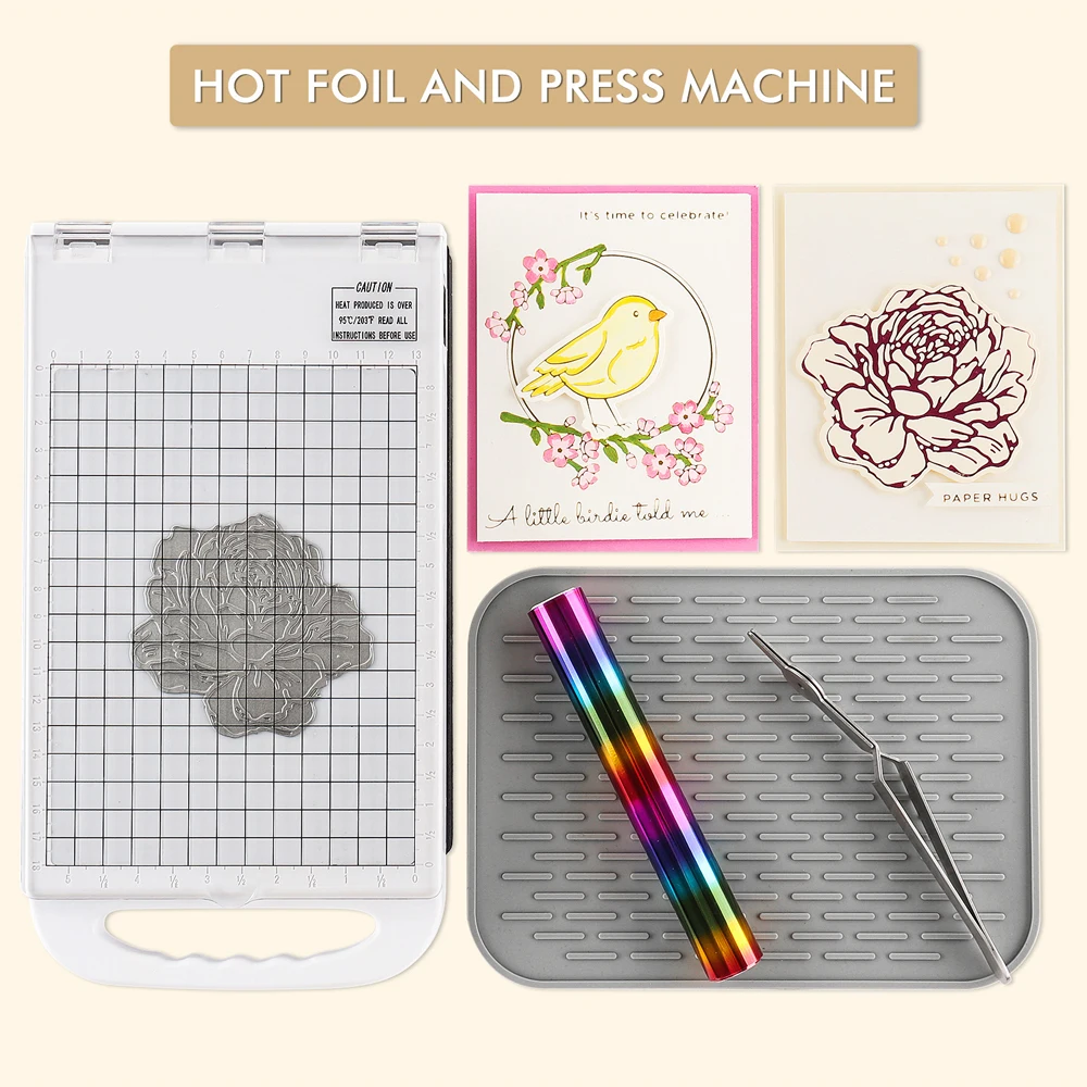 

New Hot Stamping Foil Machine Use to Craft Greeting Cards Foil Designs with the Foil Plates and Heat Activated Foils