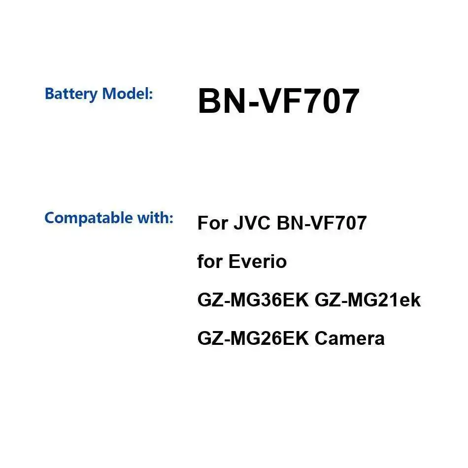 

Camera Battery Safe 700Mah For Jvc BN-VF707 Everio GZ-MG36EK GZ-Mg21ek GZ-MG26EK