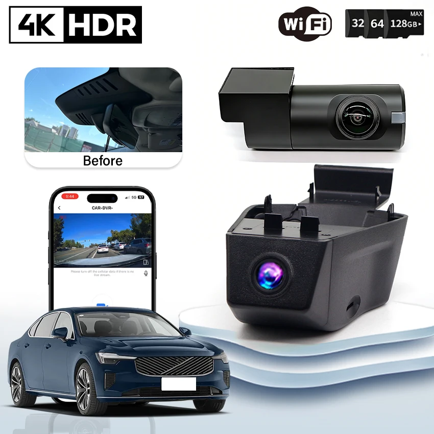 

Plug and Play 4K Dash Cam Video Recorder Night Visio Car DVR for Volvo S90 V90 XC60 2018 2019 2020 2021 2022 2023 2024 2025 2026