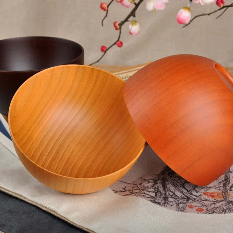 Japanese Style Wooden Bowls, Salad, Noodle, Fruits And Cereal Wooden Bowl Tableware