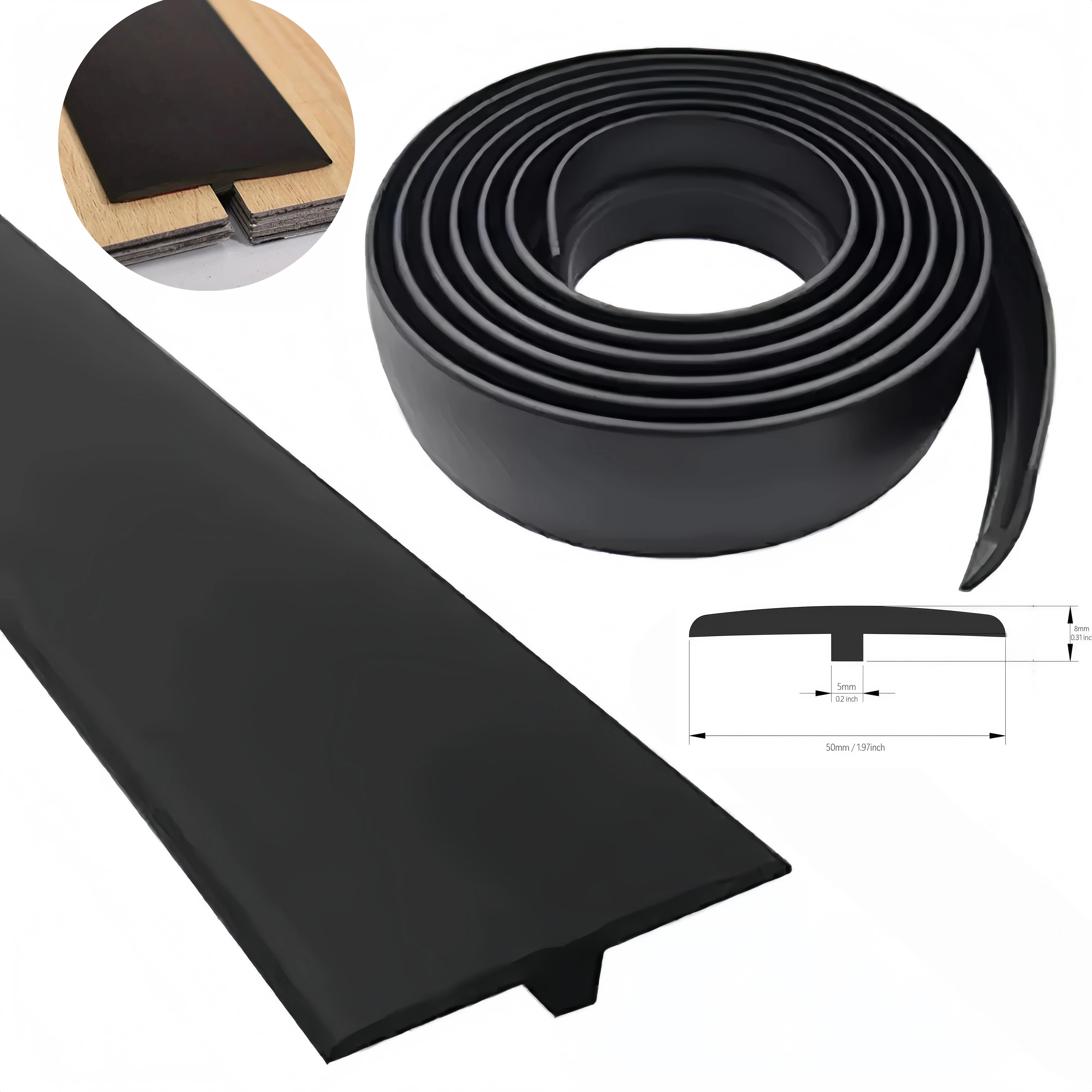 

1 шт. 2 м/78,74 дюйма Самоклеящаяся Т-образная деревянная напольная планка для скрытия швов, переходная планка для дверного проема, планка для края шва