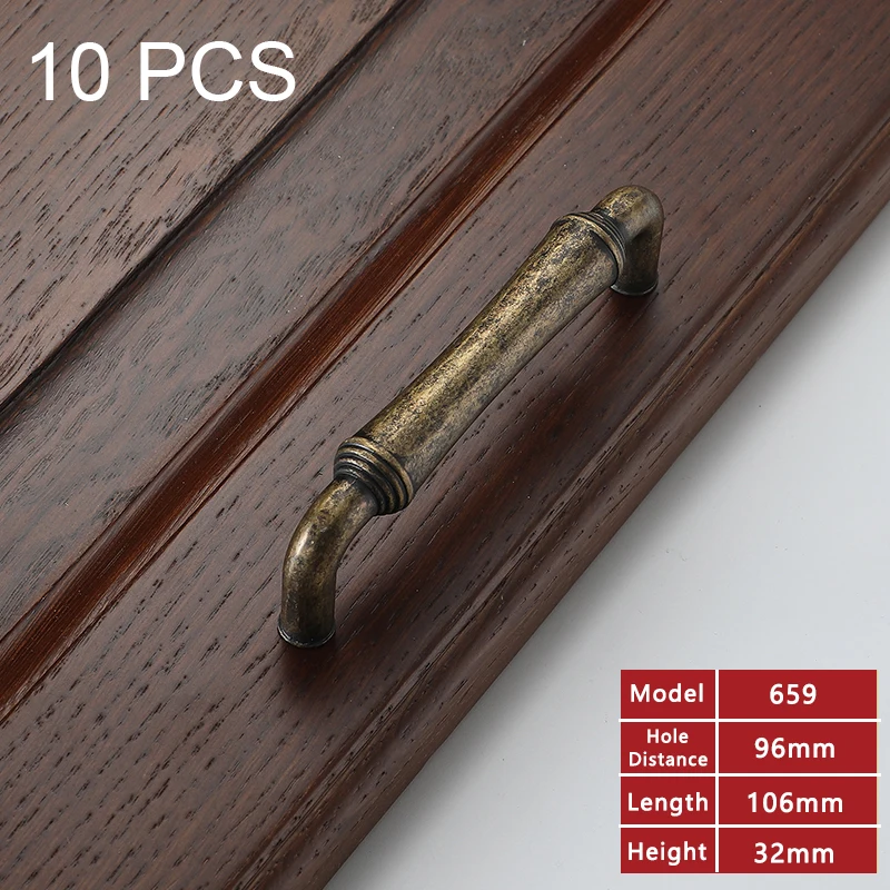 10PCS Vintage Cabinet Handles Zinc Alloy Knobs