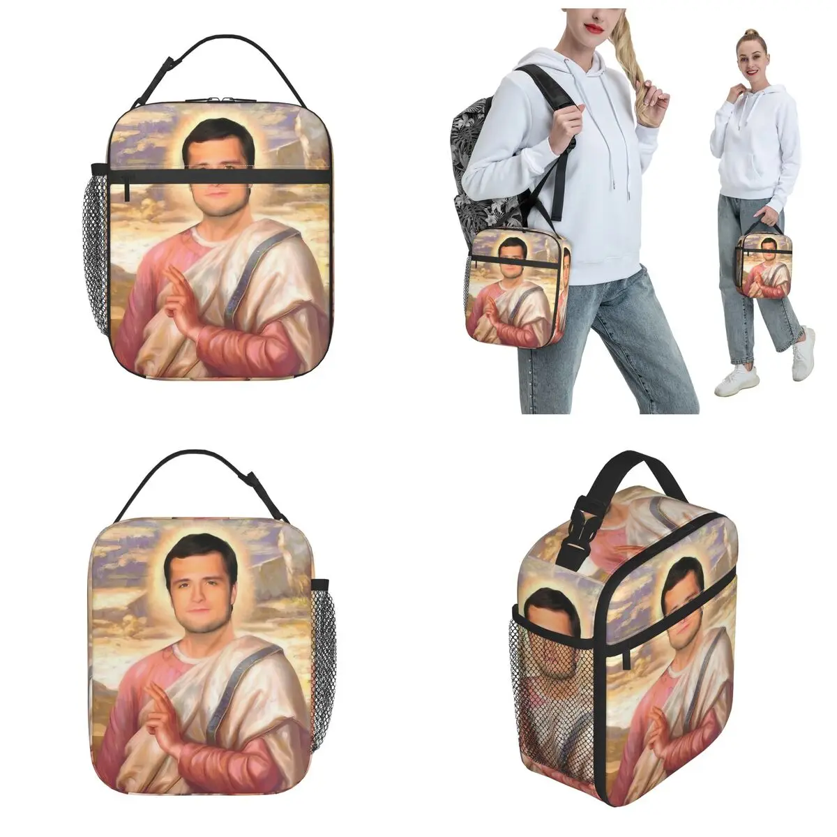 Josh Hutcherson Jesus Thermal Insulated Lunch Bags for Office Funny Meme Portable Food Bag Container Thermal Cooler Food Box