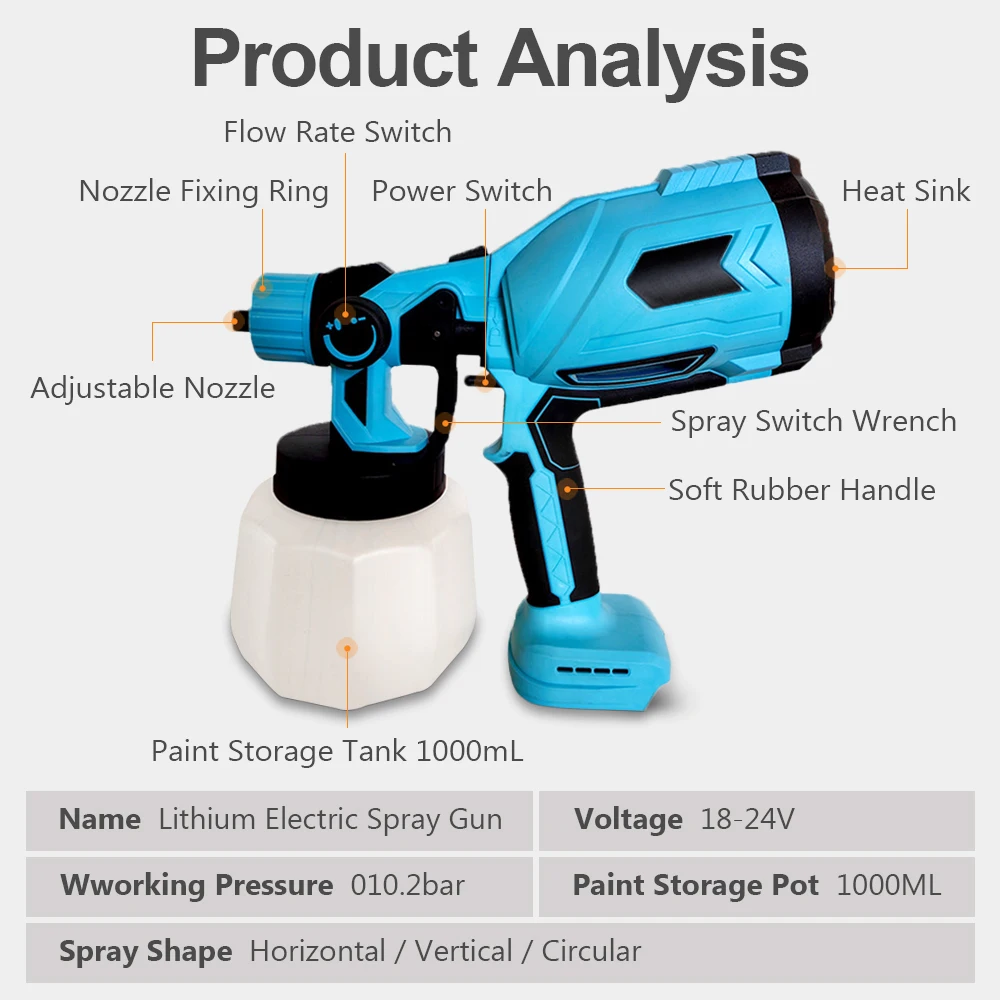 Electric Spray Gun Household Disinfection Sterilization Portable Cordless Coating Paint Sprayer Airbrush For Makita Battery