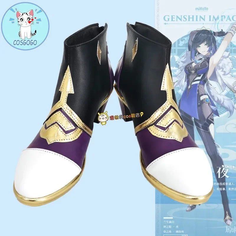 Yelan Cosplay Shoes Game Genshin Impact Ye lan Cosplay Shoes High Heel Fancy Short Boots Custom-made Women Girls Halloween Party