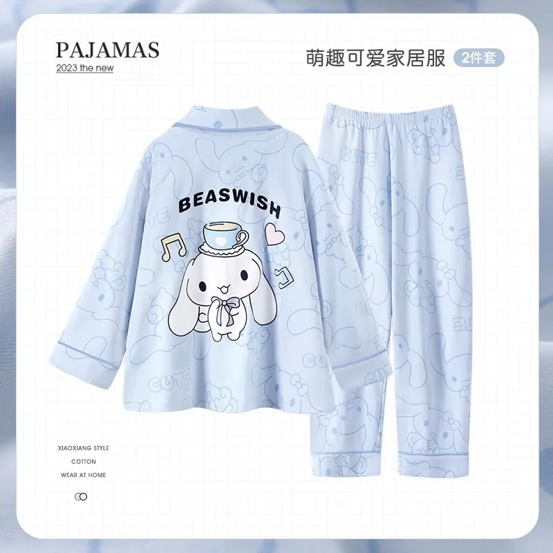 

Sanrio Cinnamoroll Long Sleeve Homewear Set Children's Spring Clothes Cute My Melody Kuromi Cartoon Loungewear Pajamas Set