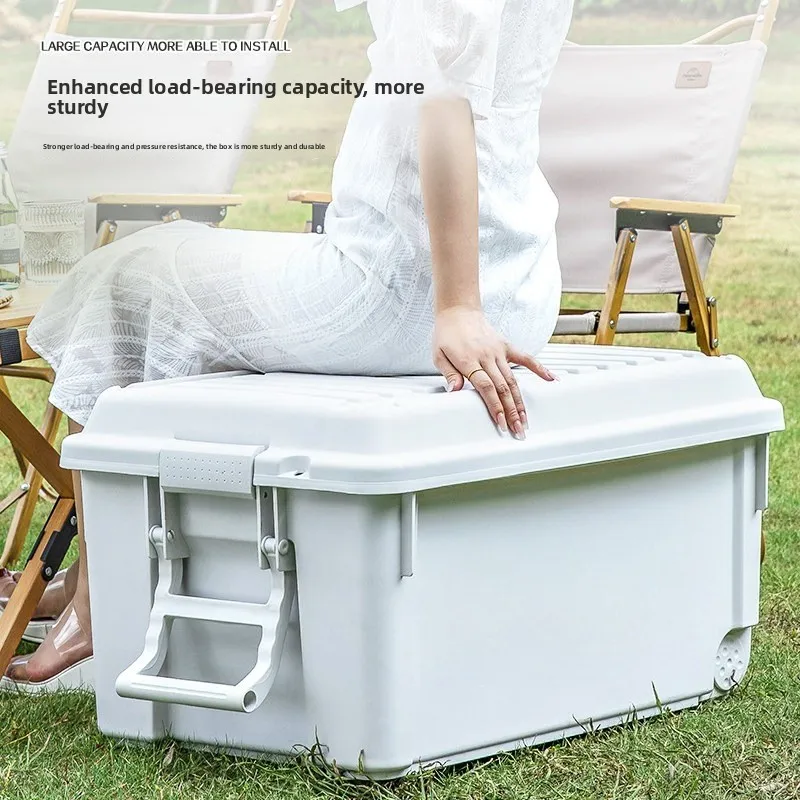 Outdoor Camping Storage Box, Plastic Camping Organizer Container, Large‑Capacity Storage Bin for Car Trunk Household Use