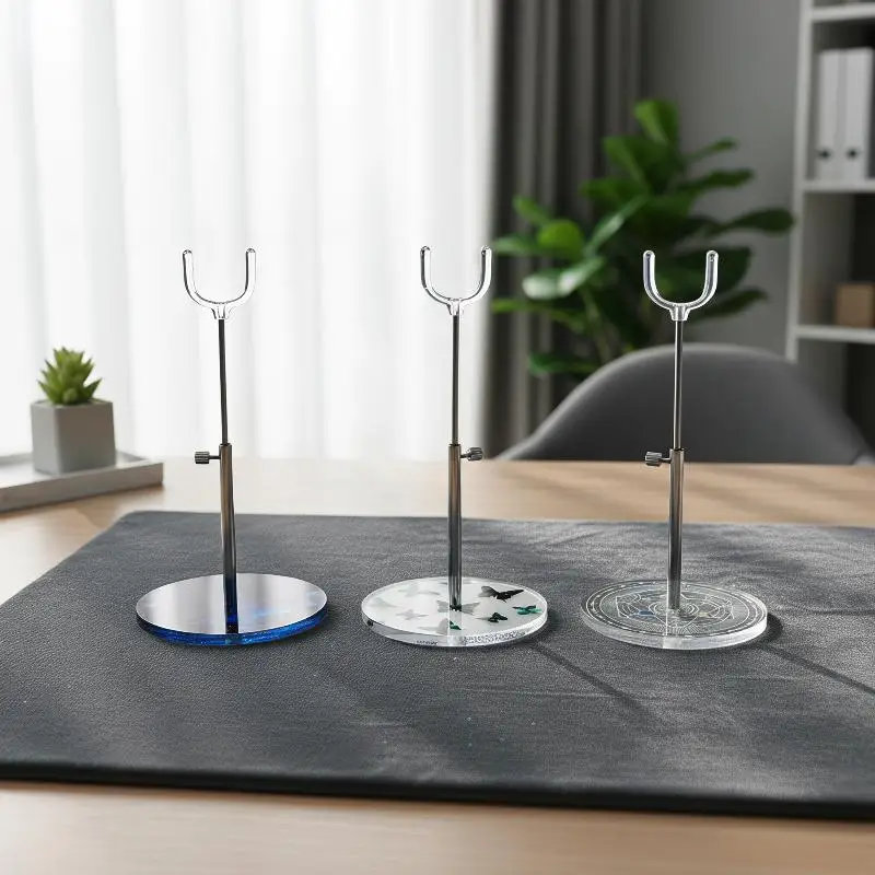 Adjustable Extendable Doll Stand Clear Patterned Acrylic Standing Bracket for Collectible  Dolls Home Showcase Decoration