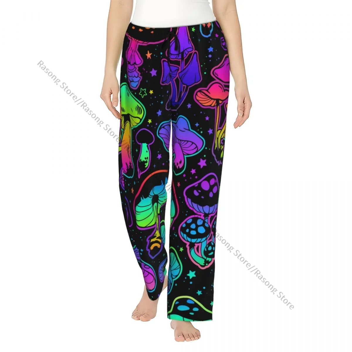 

Cozy Flannel Pajama Pants for Women Psychedelic Mushrooms Sleep Bottoms Home Loungewear