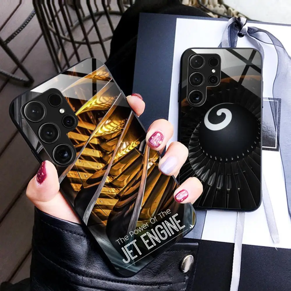 Airplane Jet Engine Phone Case for Samsung Galaxy A56 55 54 53 52 51 36 35 34 23 16 15 5G Glass Protective Cover