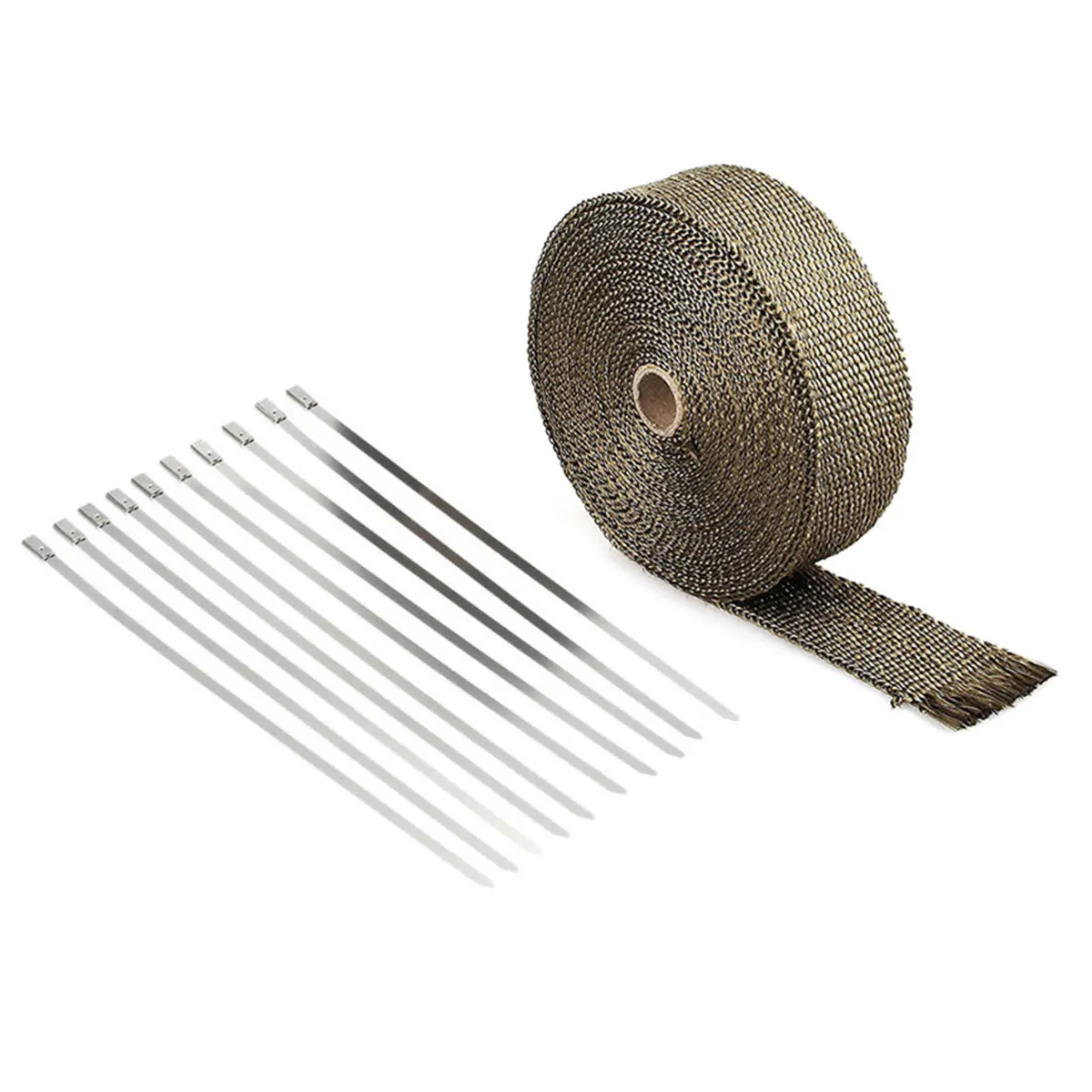 

10pcs 50ft Exhaust Wrap Stainless Ties Resistant Material Automotive Motorcycle Hood Heat Reduction Performance Improvement Anti