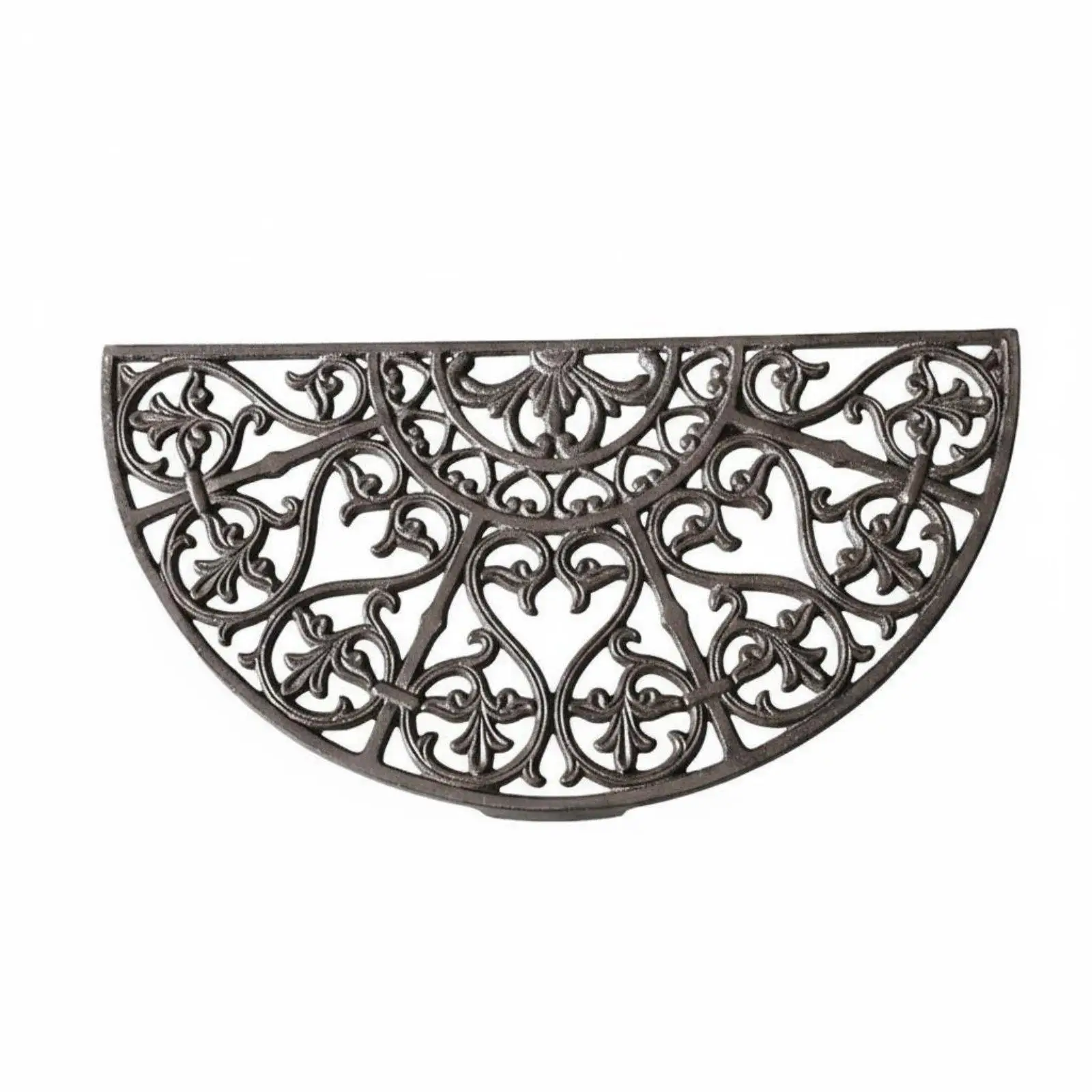Heart Shaped Rustic Iron Entry Mat for Front Door Porch Courtyard Garden Path Vintage Openwork Design Doormat