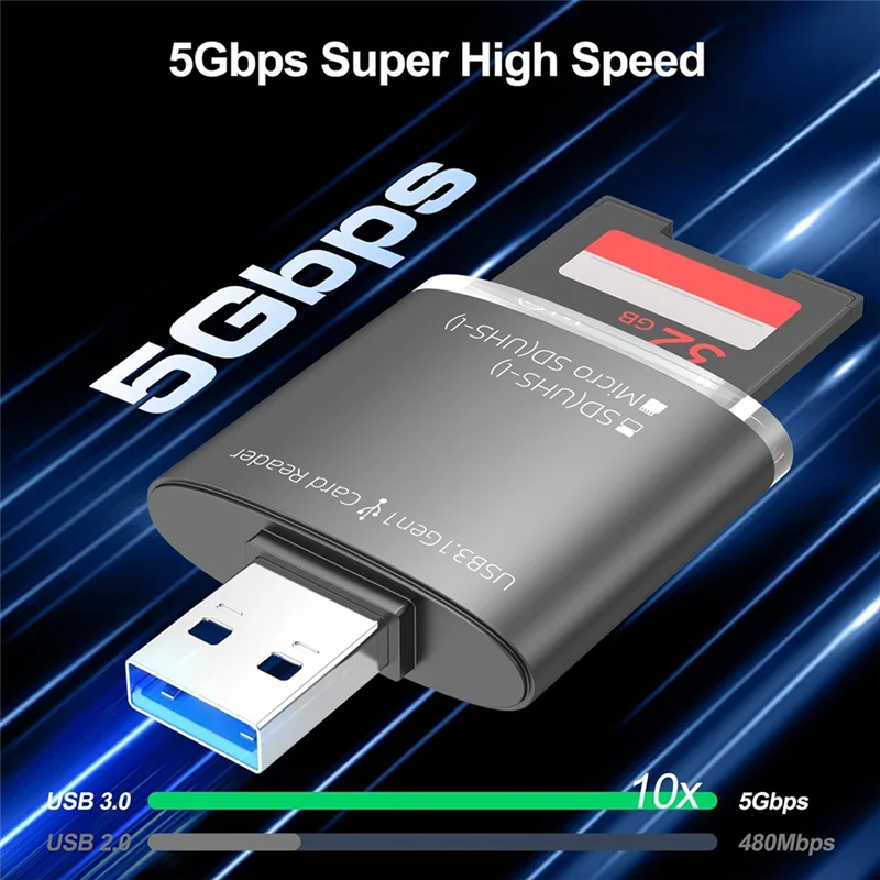 

AC56-2 In 1 USB And SD Reader Adapter, SD TF Card To USB 3.0 Adapter Support SDHC SDXC MMC UHS-I For Computer PC Laptop