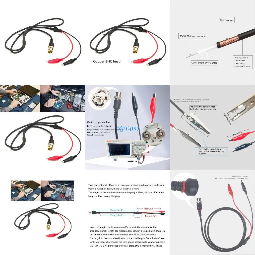 

E15A Industrial Grade BNC Oscilloscope Measuring Leads Durable & Convenient Oscilloscope Probe for Electronic Engineers