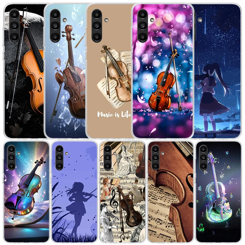 Music Violin Cover for Samsung Galaxy A17 A37 A57 A16 A26 A36 A56 A15 A14 A55 Phone Case A13 A53 A25 A35 A24 A34 A23 A33 Galaxy