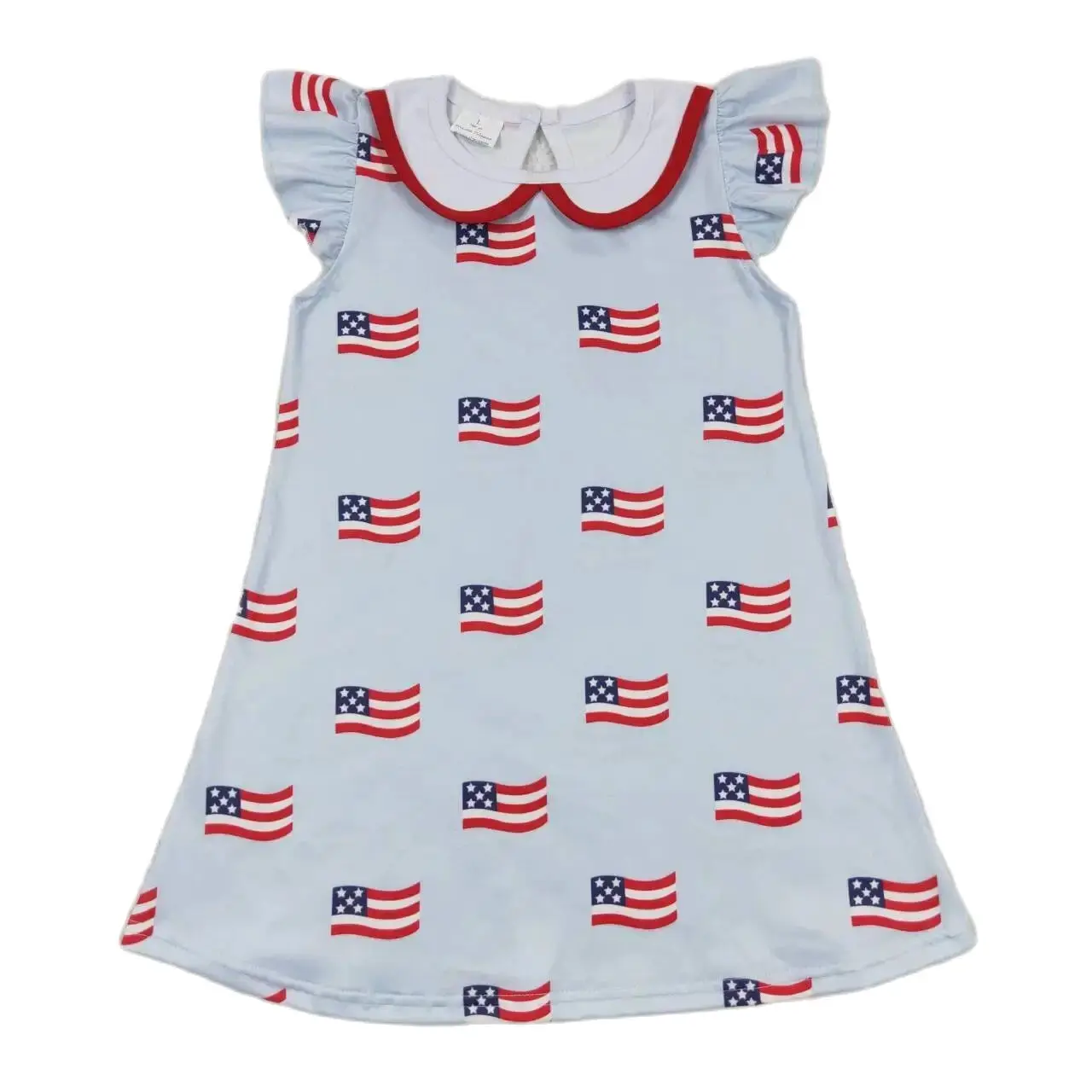 Toddler Girls blue USA Flag Dress Baby Wholesale boutique summer July 4th Clothing Children Kids Sleeveless twirl Skirts