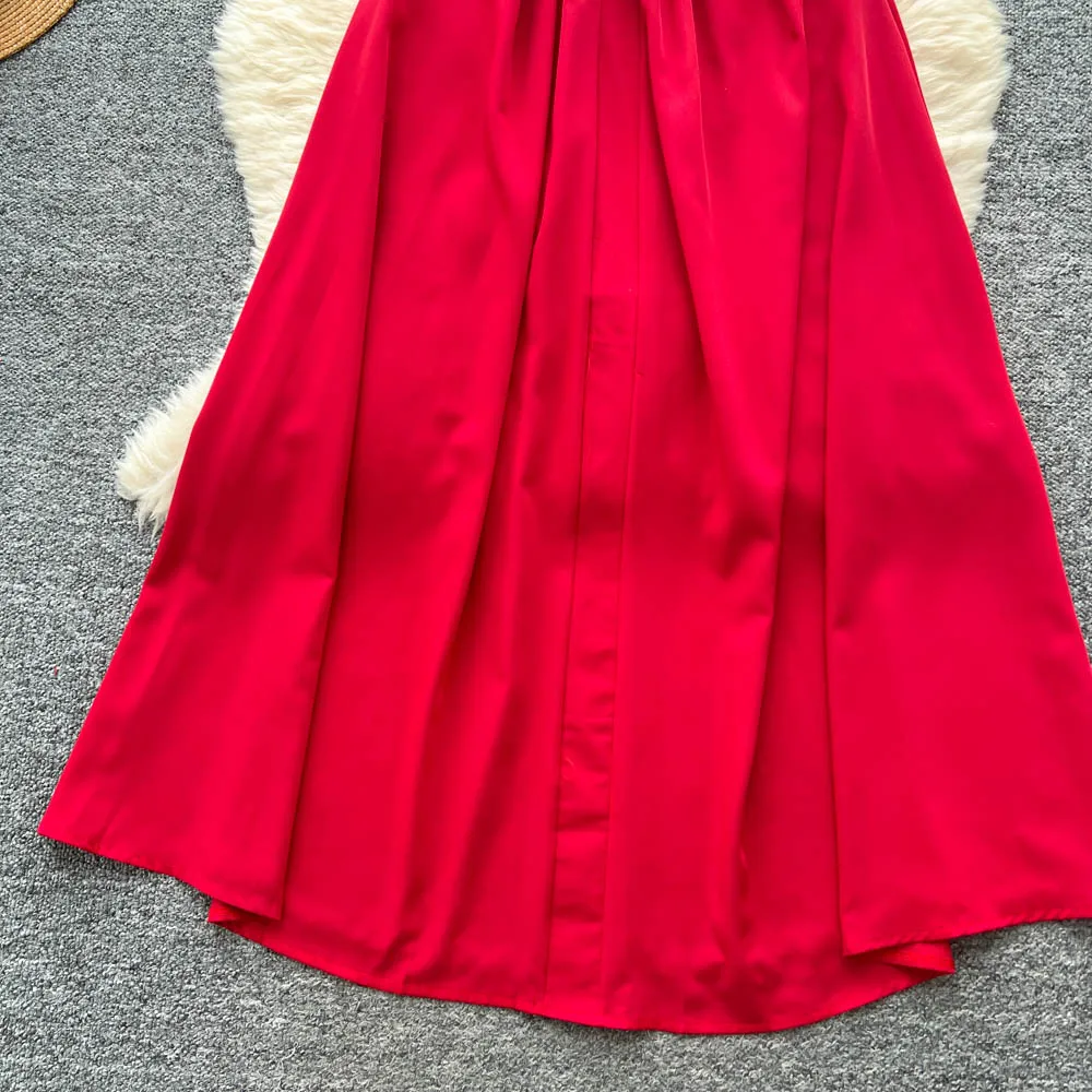 Chic vintage scollo a V stampa manica corta slim Elegante fata moda coreana Boho Sundress abbigliamento donna Abito lungo