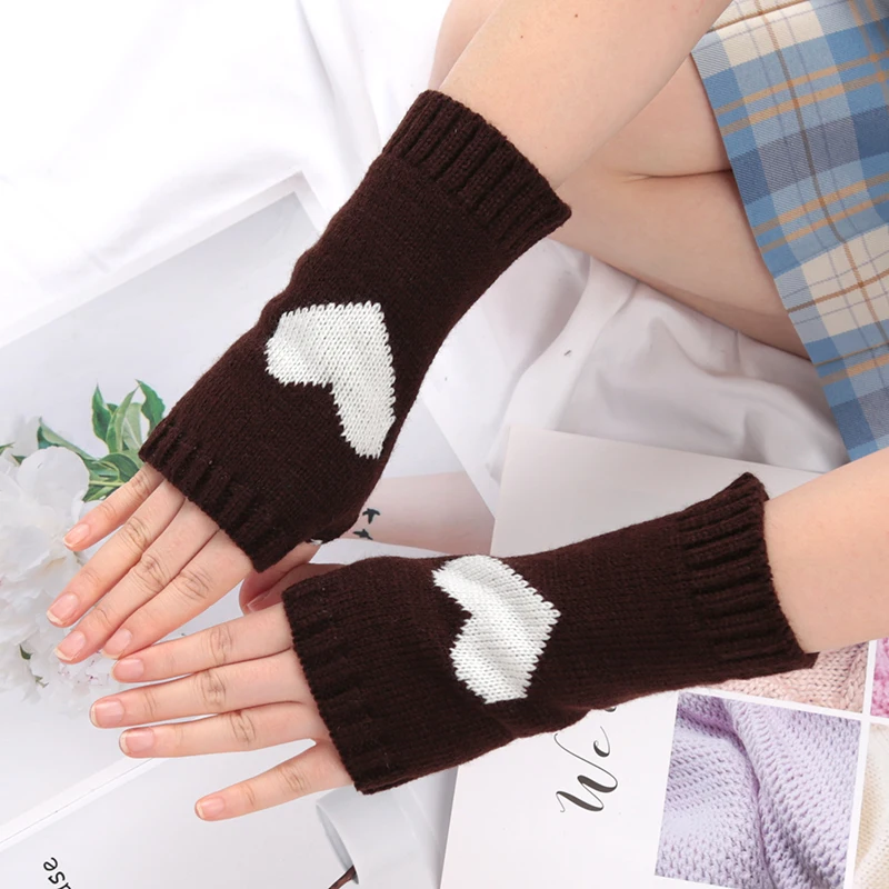 Guantes de mujer, calentadores de manos elegantes, guantes de invierno para niñas, brazo tejido de ganchillo, manopla gótica de corazón de Lolita,