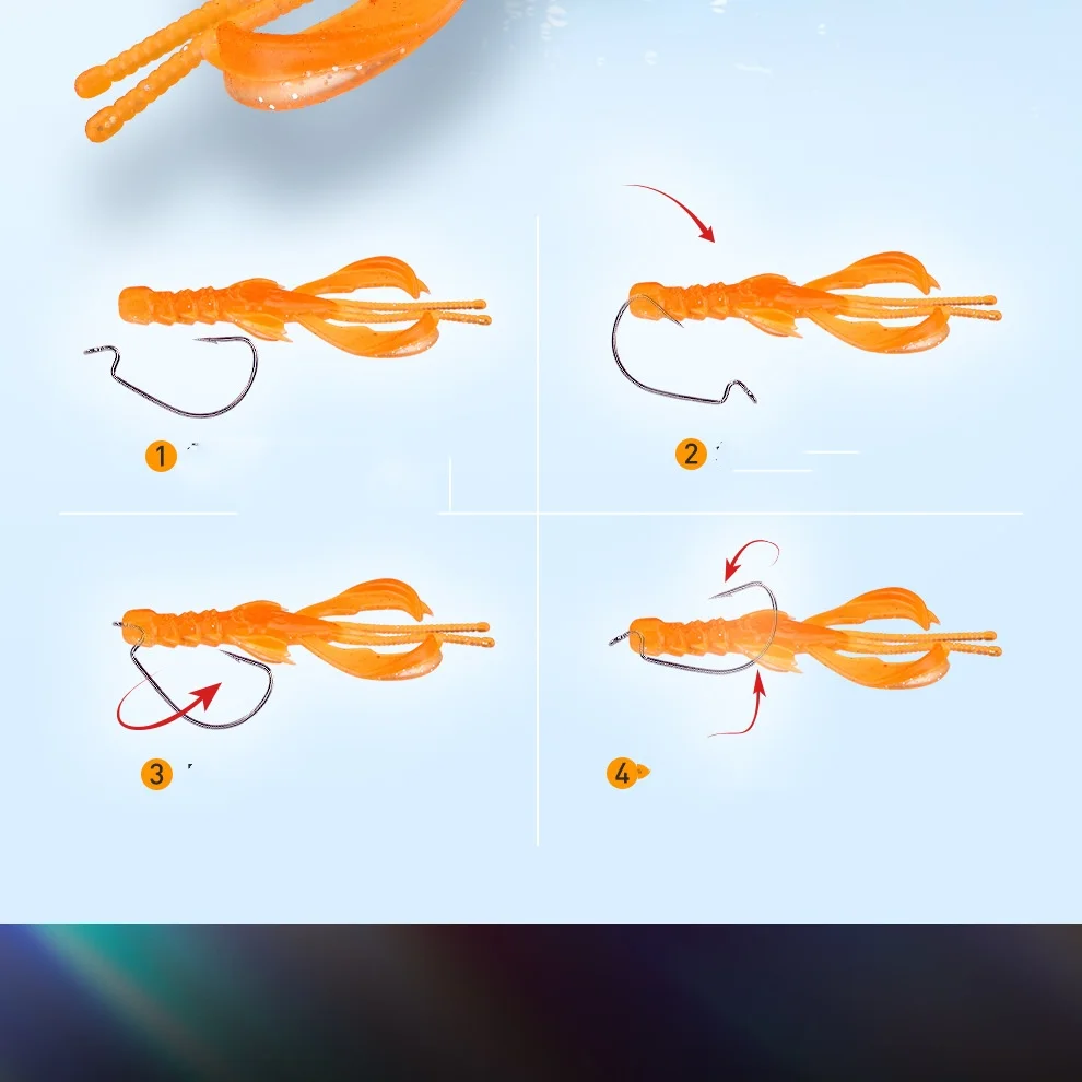Angelköder Weichköder 8cm 3g TPE Simulation Schwimmende Garnelen Bass-Köder Künstliche Wurmköder Set 10 Stück SALE – Detail 1