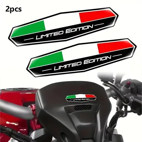2pcs Italy Limited Edition Flag 3D Emblem Stickers, Waterproof Decals For Motorcycle Car Truck Fender Body Decor Accessory