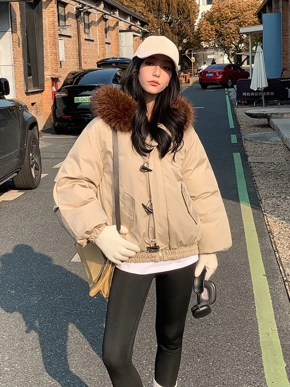 

Winter Fashion New Women's Down Cotton Jacket Loose Warm Hooded Oversized Parker Jacket