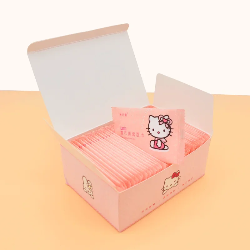 Sanrio Hello Kitty Wet Wipes Kawaii Cute Anime Independent Packaging Kindergarten Kids Student Cleaning Hand and Mouth Y2K Toys