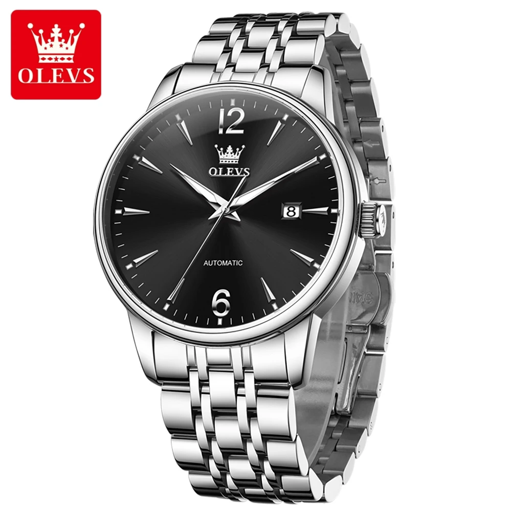 OLEVS 6741 Automatic Watch for Men Single Calendar Simple Fashion Luxury Business Men's Watches Stainless Steel Mechanical Watch