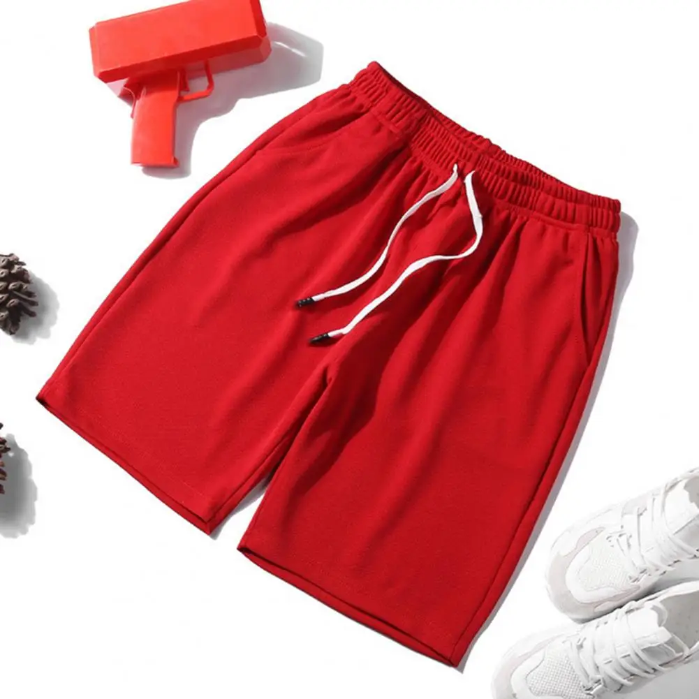 

Шорты мужские с эластичным поясом, пляжные с карманами, для фитнеса, бега, однотонные, для спортзала, лето