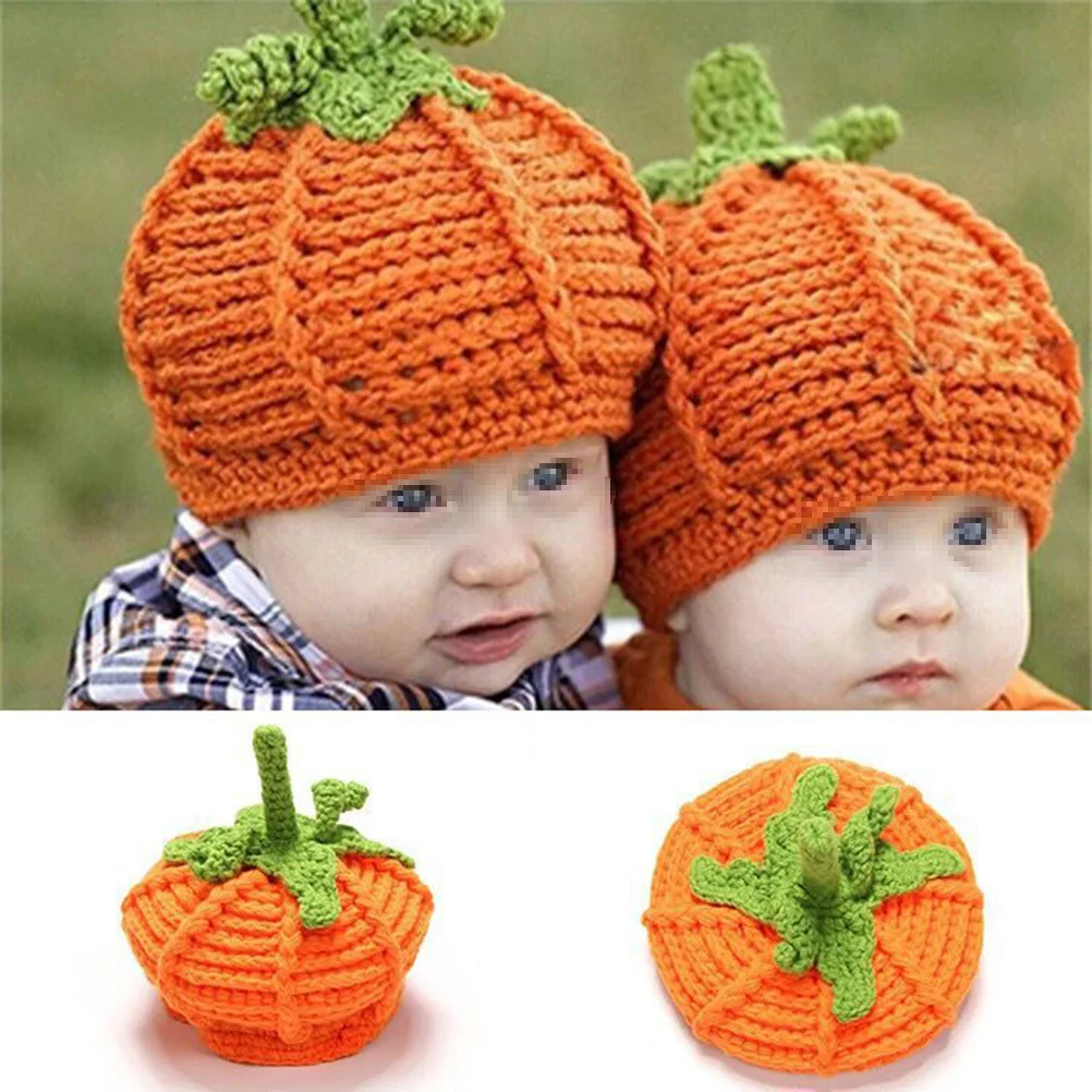 Pumpkin Knit Crochet Hats Halloween Knitting Autumn And Winter Children Cap Newborn