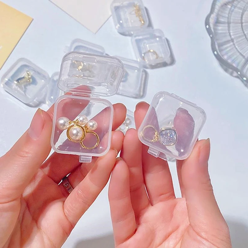 

‘10Pcs Square Transparent Jewelry Storage Case Anti-Oxidation Box Organizer for Earrings Rings Necklace Bracelet.