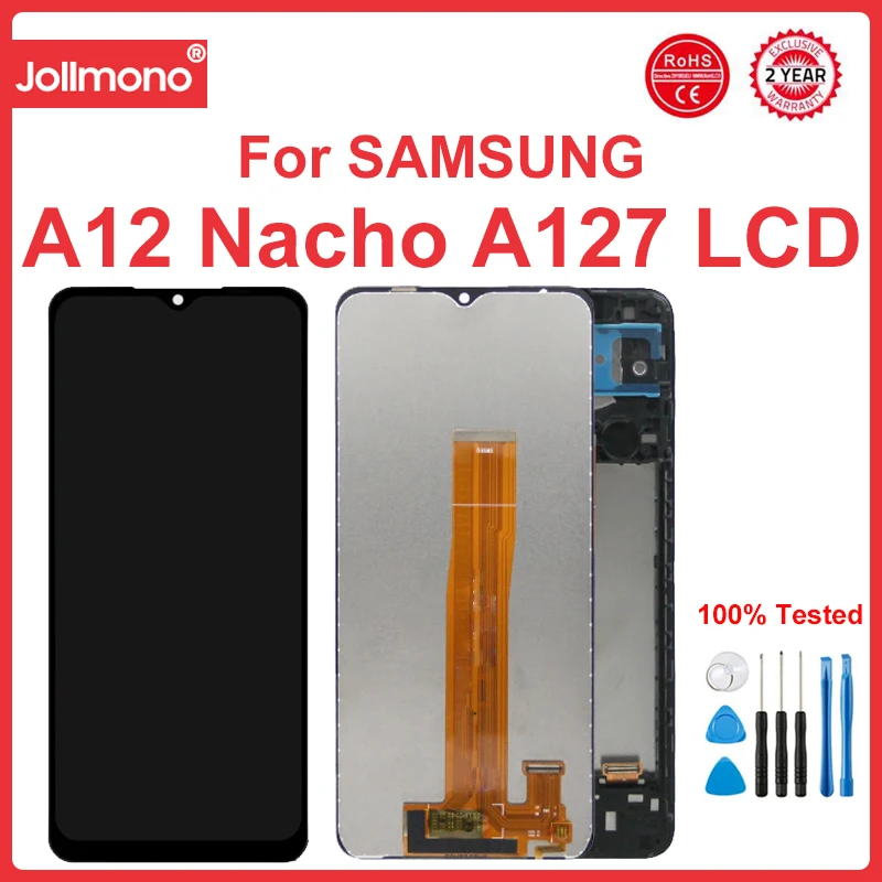 

A12 Nacho Display Screen Assembly, for Samsung Galaxy A12 Nacho A127 A127F LCD Display Touch Screen with Frame for Samsung A12S